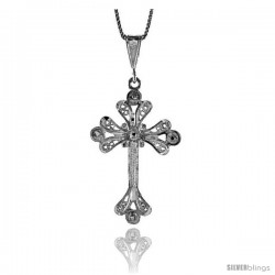 Sterling Silver Filigree Cross Pendant, 1 1/2 in