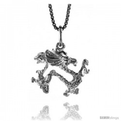 Sterling Silver Chinese Zodiac Pendant, for Year of the DRAGON, 1/2 in Tall