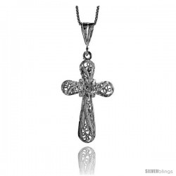 Sterling Silver Filigree Cross Pendant, 1 1/2 in -Style 4p68