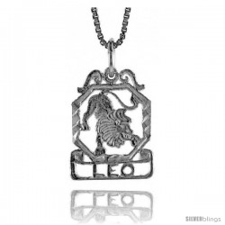 Sterling Silver Zodiac Pendant, for LEO 3/4 in Tall