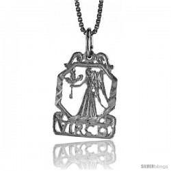 Sterling Silver Zodiac Pendant, for VIRGO 3/4 in Tall