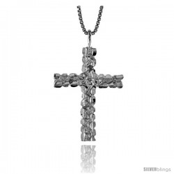 Sterling Silver Nugget Cross Pendant, 1 1/8 in