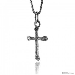 Sterling Silver Small Tube Cross Pendant, 3/4 in