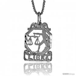 Sterling Silver Zodiac Pendant, for LIBRA 3/4 in Tall