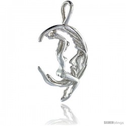 Sterling Silver Moon Rider Pendant, 3/4 in Tall