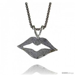 Sterling Silver Lips Pendant, 3/8 in Tall