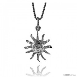 Sterling Silver Sun Pendant, 5/8 in Tall