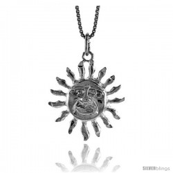 Sterling Silver Sun Pendant, 7/8 in Tall