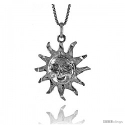 Sterling Silver Sun Pendant, 7/8 in Tall -Style 4p714