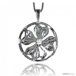 Sterling Silver 4 leaf Clover Pendant, 7/8 in Tall