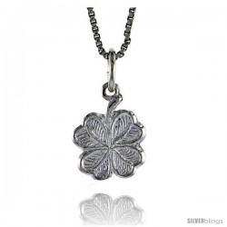 Sterling Silver 4 leaf Clover Pendant, 1/2 in Tall