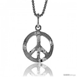 Sterling Silver Small Peace Sign Pendant, 1/2 in Tall