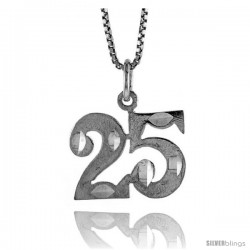 Sterling Silver number 25 Charm, 1/2 in Tall