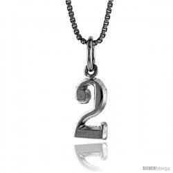 Sterling Silver Small number 2 Charm, 1/2 in Tall