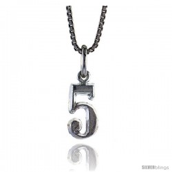 Sterling Silver Small number 5 Charm, 1/2 in Tall