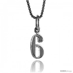 Sterling Silver Small number 6 Charm, 1/2 in Tall
