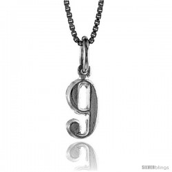 Sterling Silver Small number 9 Charm, 1/2 in tall