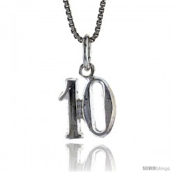 Sterling Silver Small number 10 Charm, 1/2 in Tall