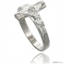 Sterling Silver Crucifix Ring Polished finish 1/2 in wide