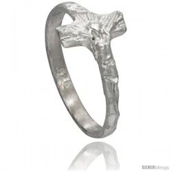 Sterling Silver Tiny Crucifix Ring Polished finish 3/8 in wide