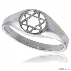 Sterling Silver Star of David Ring Polished finish 5/16 in wide