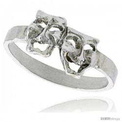 Sterling Silver Drama Masks Ring Polished finish 3/8 in wide