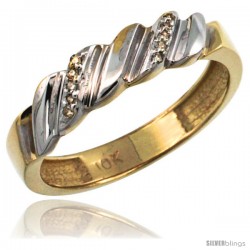 10k Gold Ladies' Diamond Wedding Ring Band, w/ 0.063 Carat Brilliant Cut Diamonds, 5/32 in. (5mm) wide