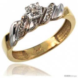 10k Gold Diamond Engagement Ring w/ 0.08 Carat Brilliant Cut Diamonds, 5/32 in. (5mm) wide