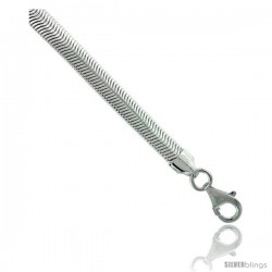 Sterling Silver Italian Flat Snake Chain Necklaces & Bracelets Bracelet 6.5mm Nickel Free, size 7 & 8 in