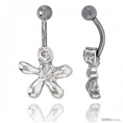 Cookie Cutter Belly Button Ring with Clear Cubic Zirconia on Sterling Silver Setting