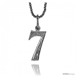 Sterling Silver number 7 Charm, 1/2 in Tall