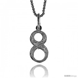Sterling Silver number 8 Charm, 1/2 in Tall