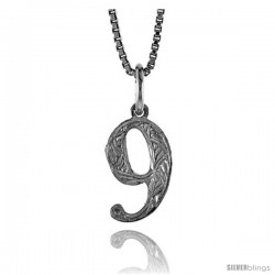Sterling Silver number 9 Charm, 1/2 in Tall