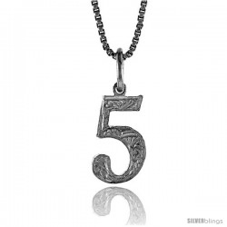 Sterling Silver number 5 Charm, 1/2 in Tall