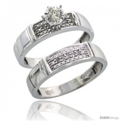 10k White Gold Ladies' 2-Piece Diamond Engagement Wedding Ring Set, 3/16 in wide -Style 10w107e2