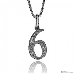 Sterling Silver number 6 Charm, 1/2 in Tall