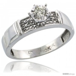 10k White Gold Diamond Engagement Ring, 3/16 in wide -Style 10w107er