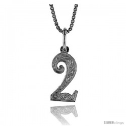 Sterling Silver number 2 Charm, 1/2 in Tall