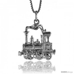 Sterling Silver Steam Locomotive Pendant, 7/8 in Tall