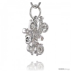 Sterling Silver Horseless Carriage Pendant, 3/4 in Tall