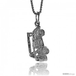 Sterling Silver Fire Truck Pendant, 3/4 in Tall