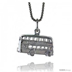 Sterling Silver Double Decker Bus Pendant, 3/8 in Tall