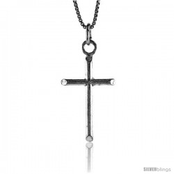 Sterling Silver Tube Cross Pendant, 1 1/8 in