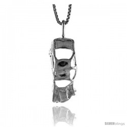 Sterling Silver Wrecked Car Pendant, 7/8 in Tall