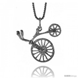 Sterling Silver Antique Bicycle Pendant, 7/8 in Tall