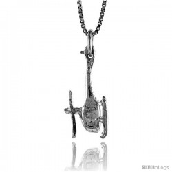 Sterling Silver Helicopter Pendant, 3/4 in Tall