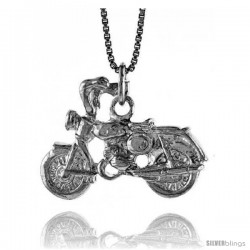 Sterling Silver Motorcycle Pendant, 3/4 in Tall -Style 4p778