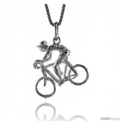 Sterling Silver Bicycle Pendant, 3/4 in Tall