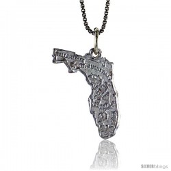 Sterling Silver State of Florida Map Pendant, 7/8 in Tall