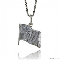 Sterling Silver USA Flag Pendant, 1/2 in Tall